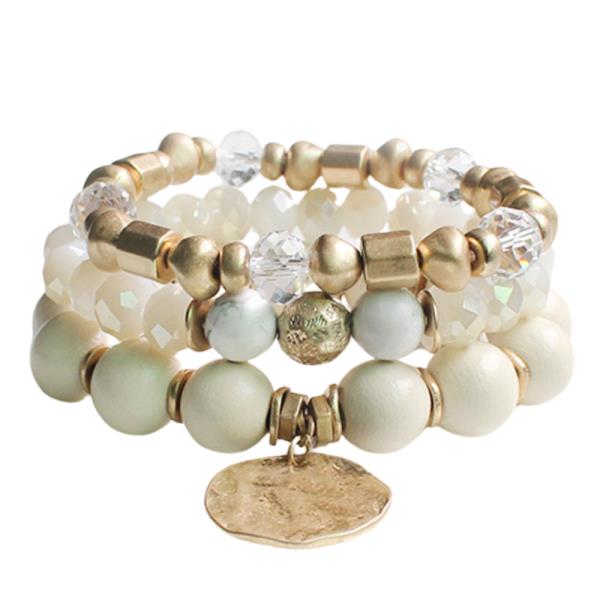 COIN BEADED STACKABLE BRACELET SET