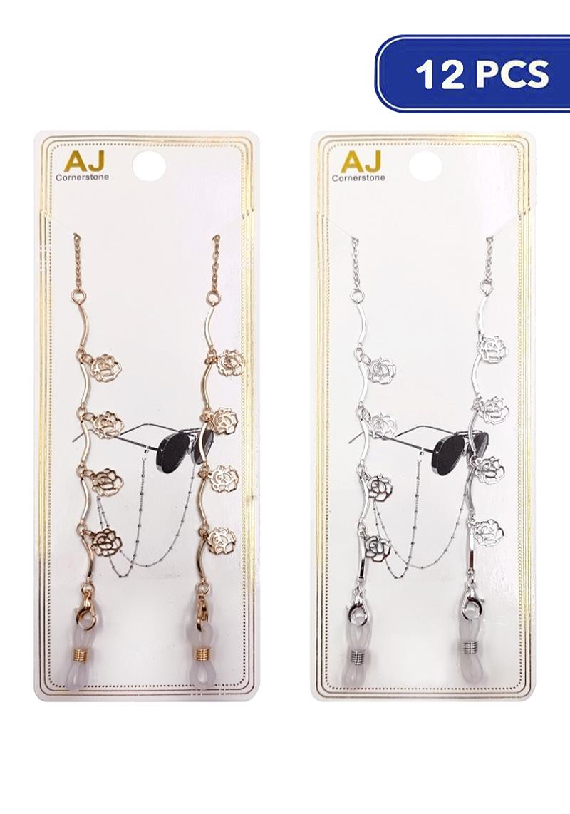 ROSE CHARM SUNGLASS TRAP EYE GLASS MASK CHAIN (12 UNITS)
