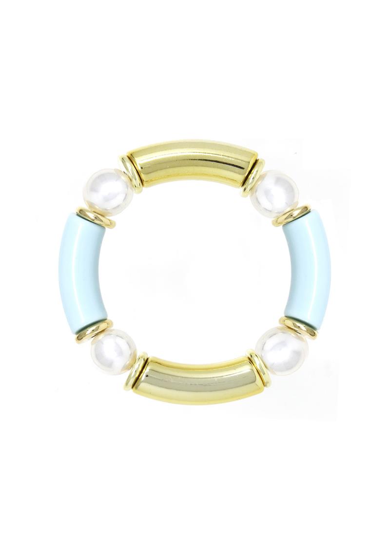 FASHION PEARL COLOR LUCITE WIDE BRACELET