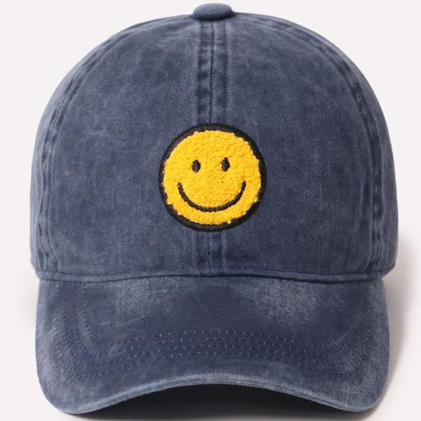 CHENILLE SMILEY FACE BASEBALL CAP.