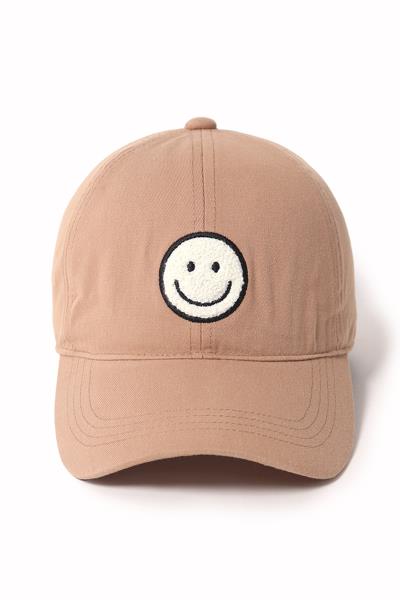 CHENILLE SMILEY FACE BASEBALL CAP.