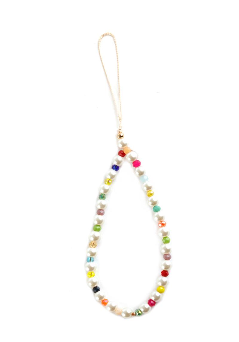 PEARL CRYSTAL MULTI BEAD PHONE STRAP