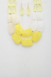 CRYSTAL CUT ACRYLIC BEAD CHUNKY NECKLACE EARRING SET