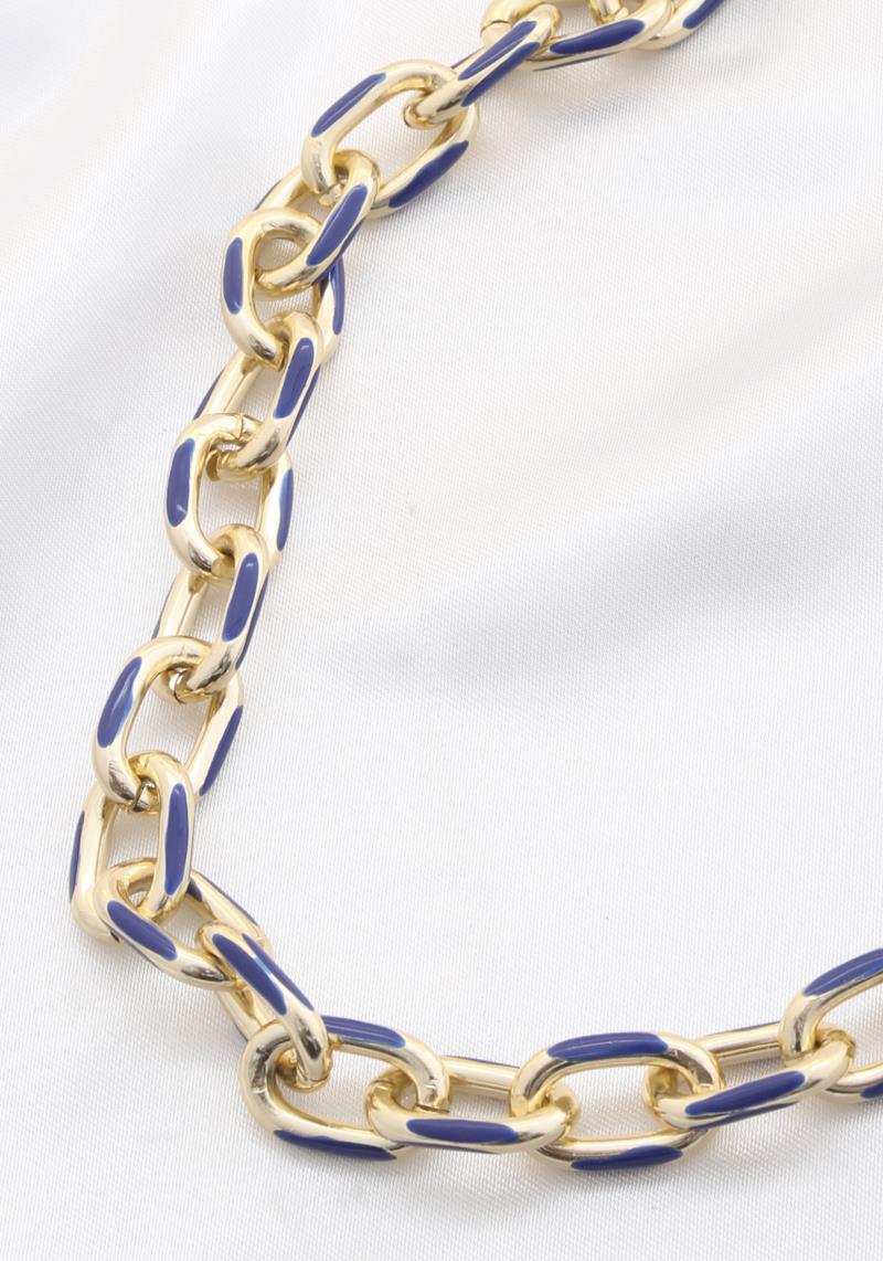 COLOR METAL OVAL LINK NECKLACE