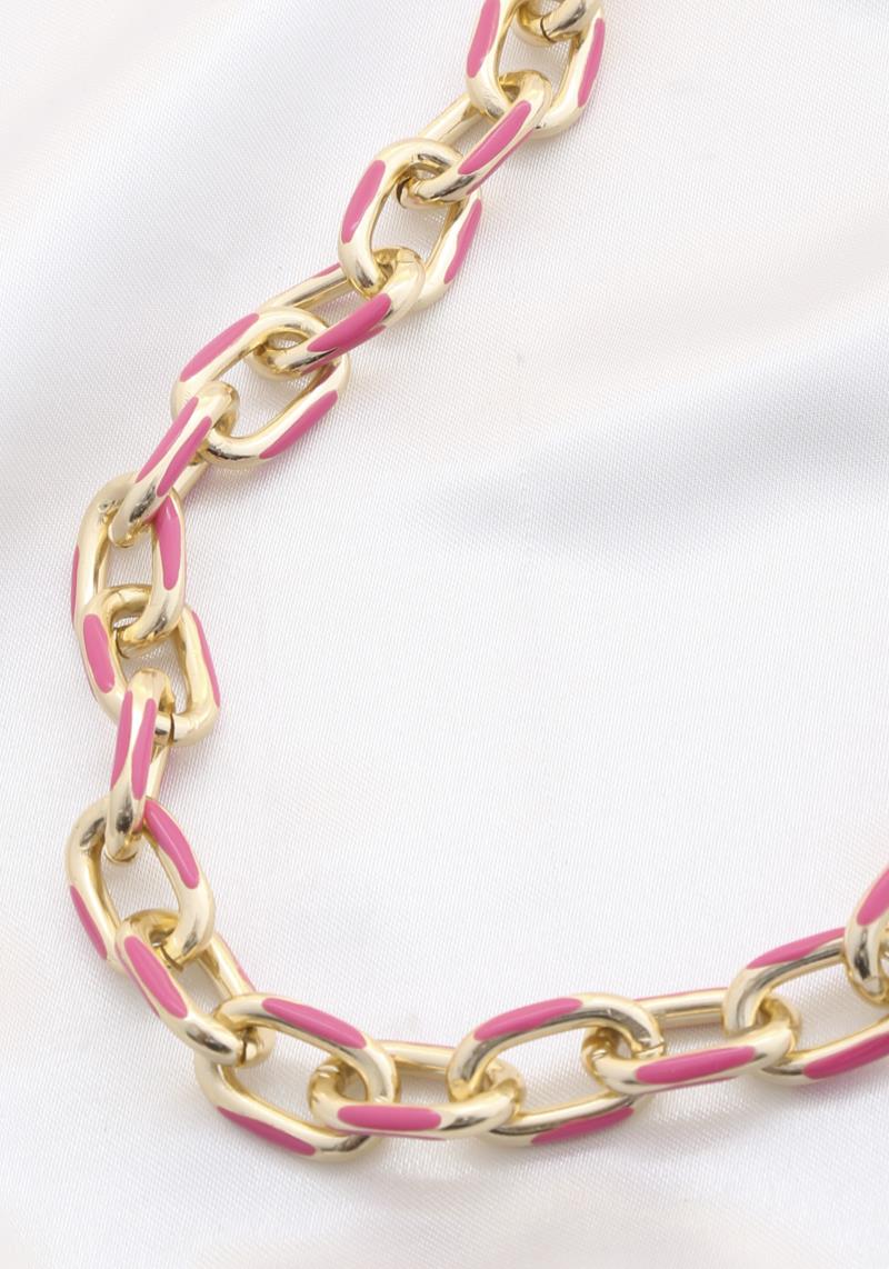 COLOR METAL OVAL LINK NECKLACE