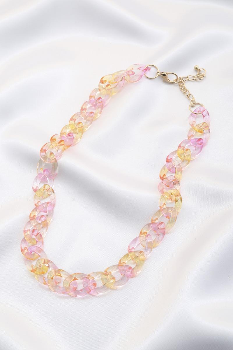 TRANSPARENT TWO TONE CURB LINK NECKLACE