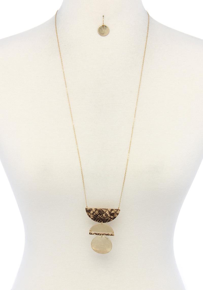 SNAKE PATTERN SEMI CIRCLE NECKLACE AND EARRING SET