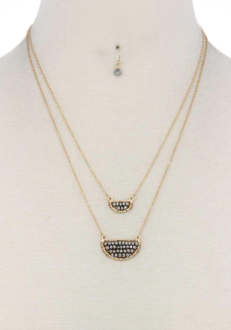 HALF CIRCLE BEADED NECKLACE
