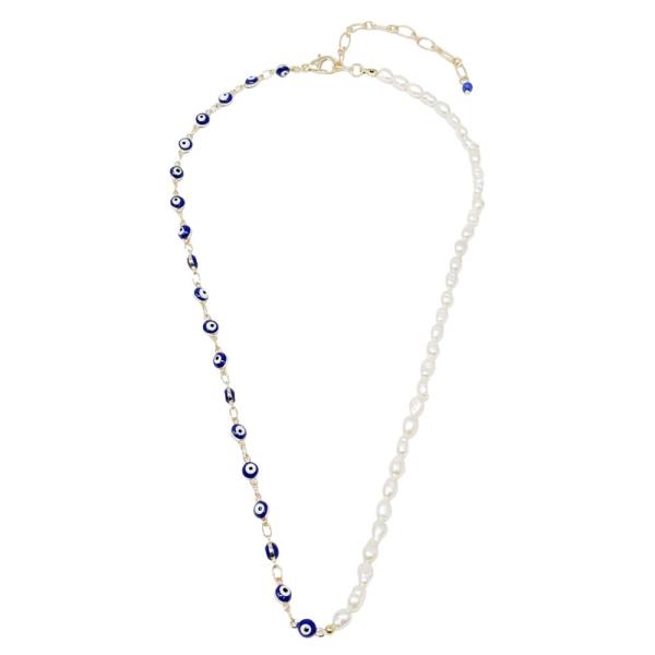 DAINTY EVIL EYE BEAD PEARL NECKLACE