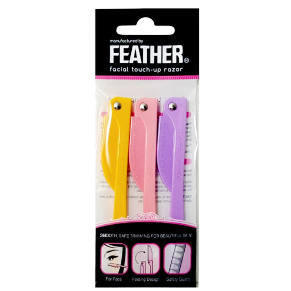 FEATHER FLAMINGO FACIAL TOUCH-UP RAZOR 3PCS ENGLISH PACKAGE (FLS-P) X 12 PACKAGES
