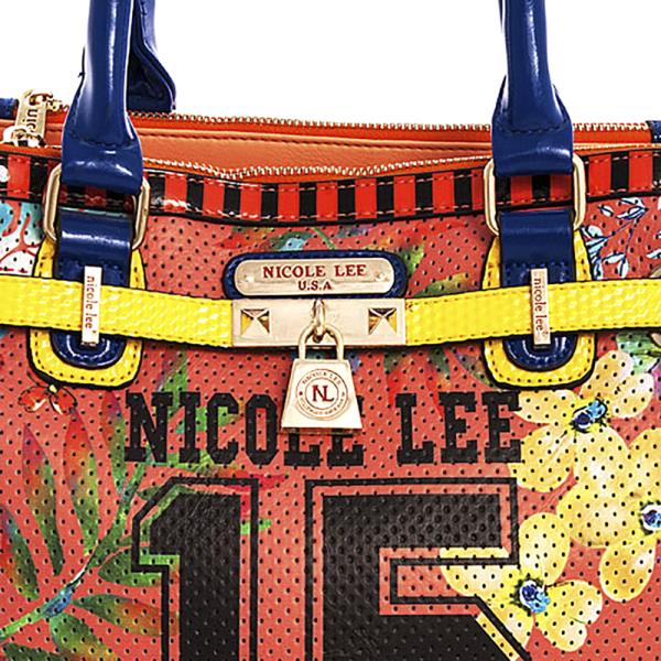NICOLE LEE FLORAL SATCHEL WITH LONG STRAP