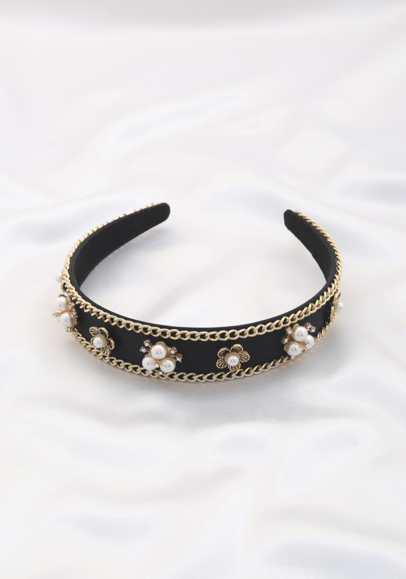 FLOWER PEARL CHAIN HEADBAND