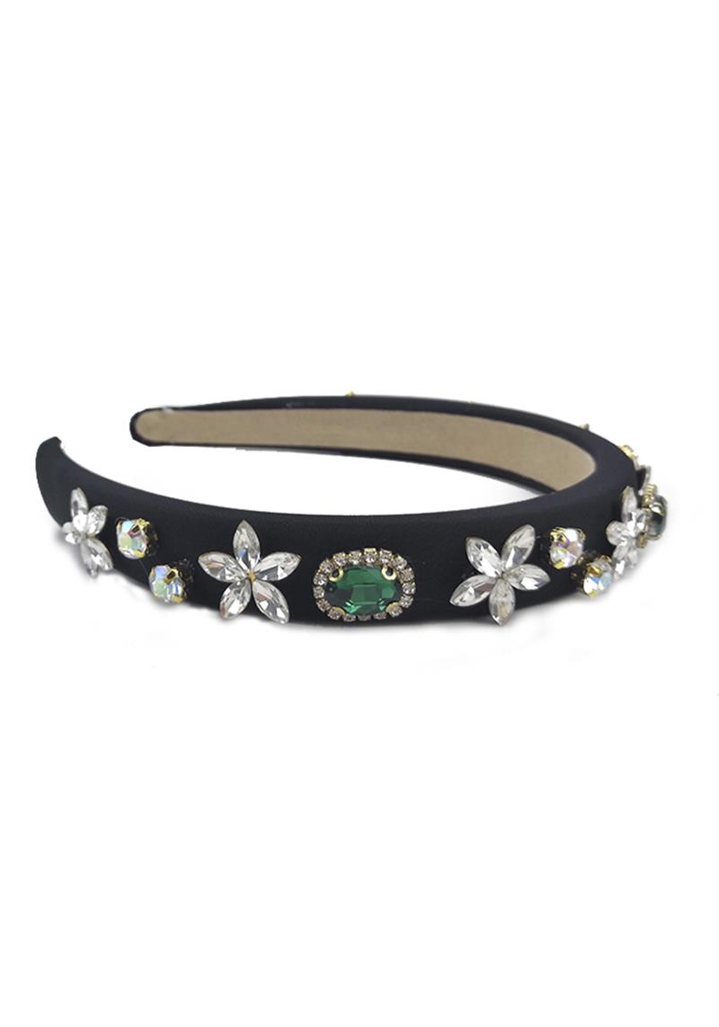 EMBELLISHED FLOWER CRYSTAL STONE HEADBAND