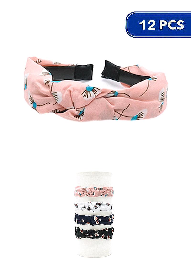 FLORAL PRINTED KNOTTED HEADBAND (12 UNITS)