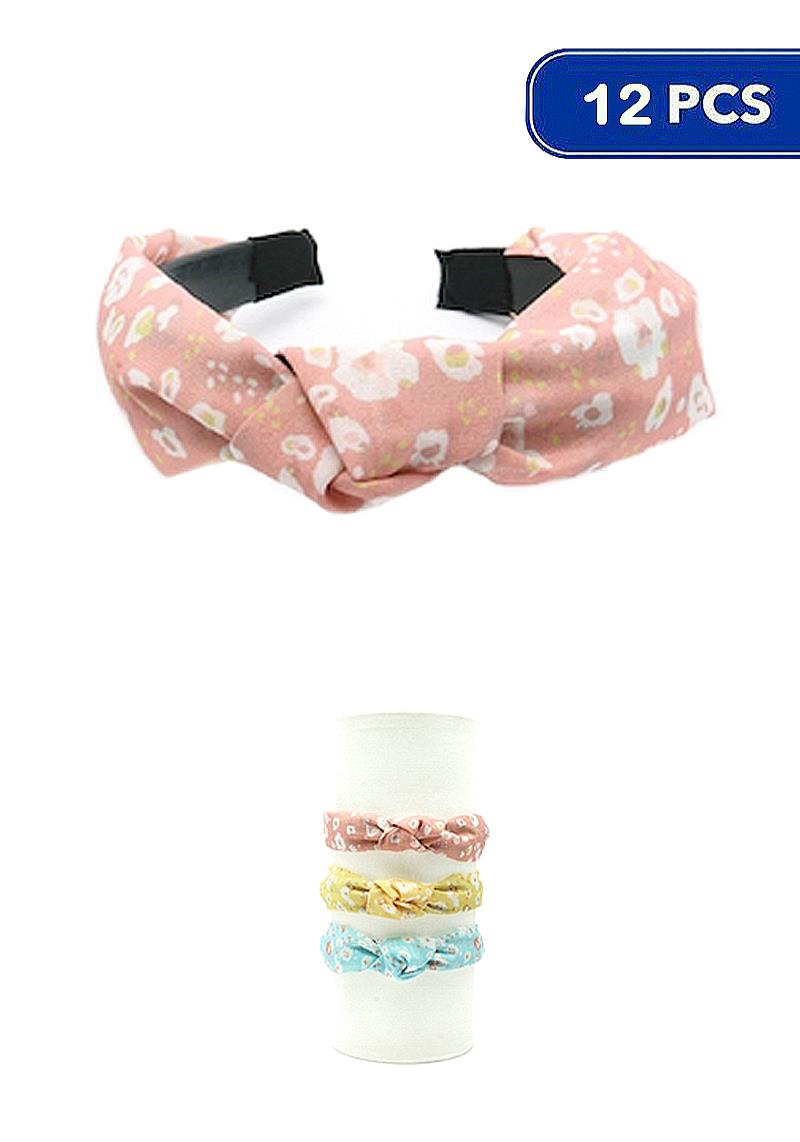 FLORAL PRINT KNOTTED HEADBAND (12 UNITS)