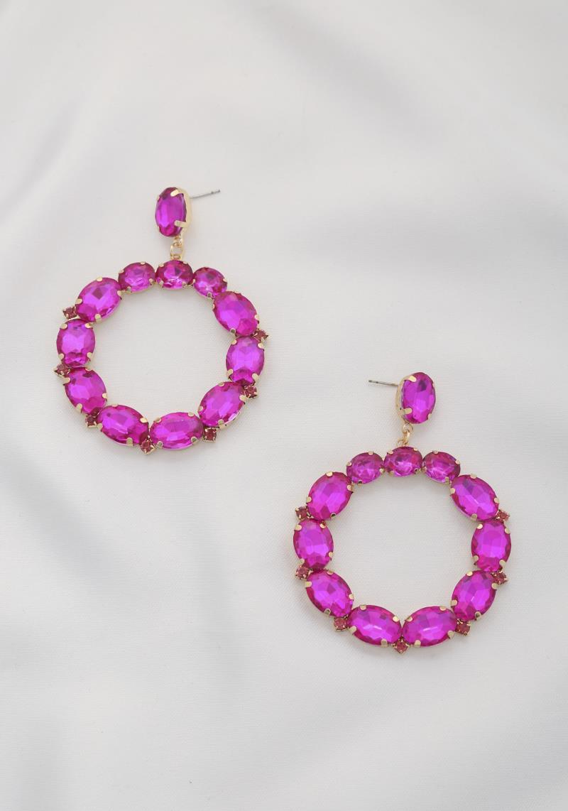 ROUND CRYSTAL DANGLE EARRING