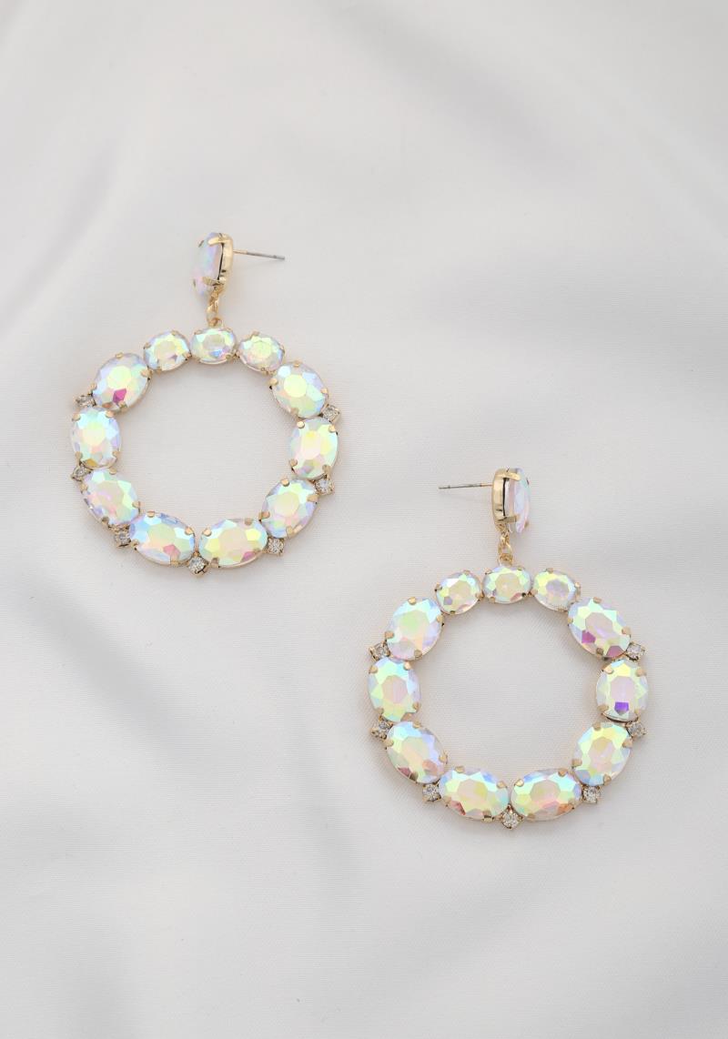 ROUND CRYSTAL DANGLE EARRING