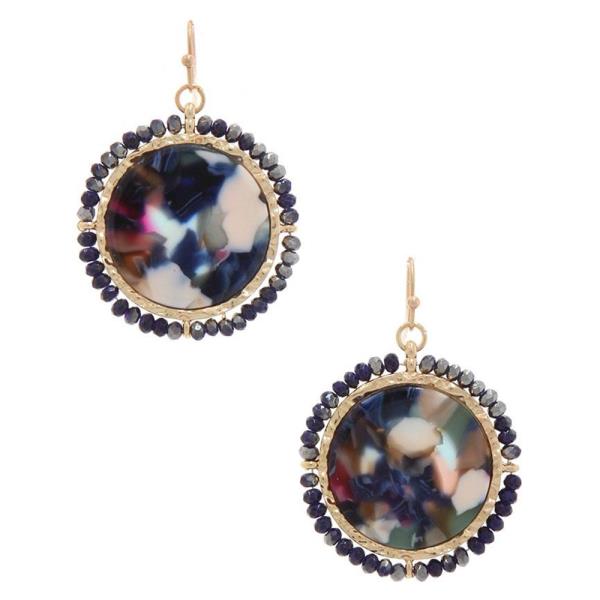 ACETATE CIRCLE BEADED DROP EARRING