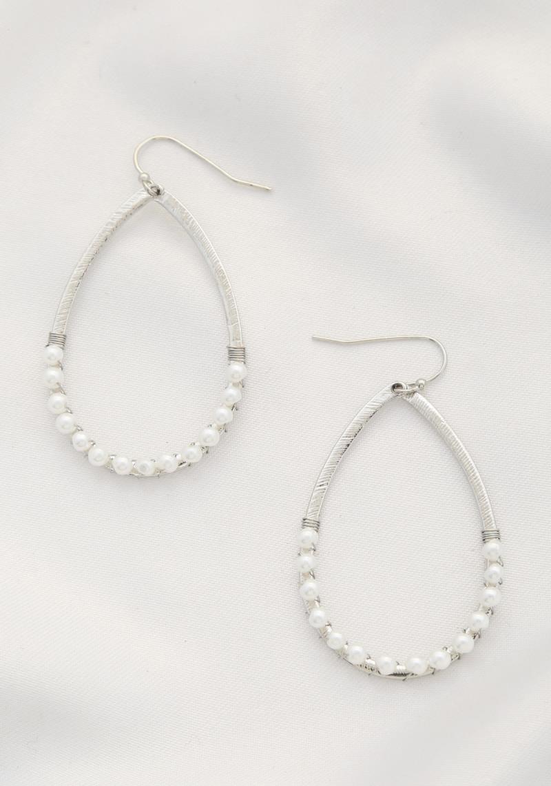 PEARL BEAD TEARDROP DANGLE EARRING