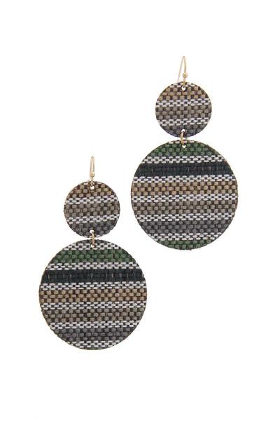 DOUBLE CIRCLE FABRIC DROP EARRING