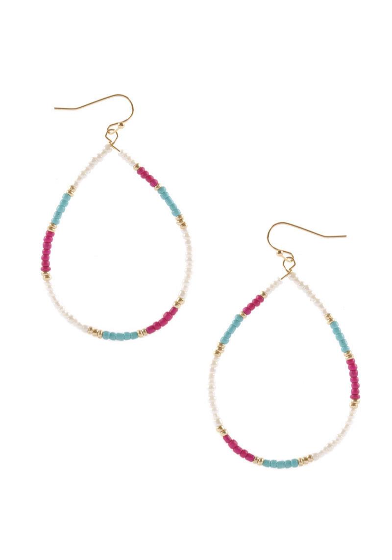 SEED BEAD TEARDROP DANGLE EARRING