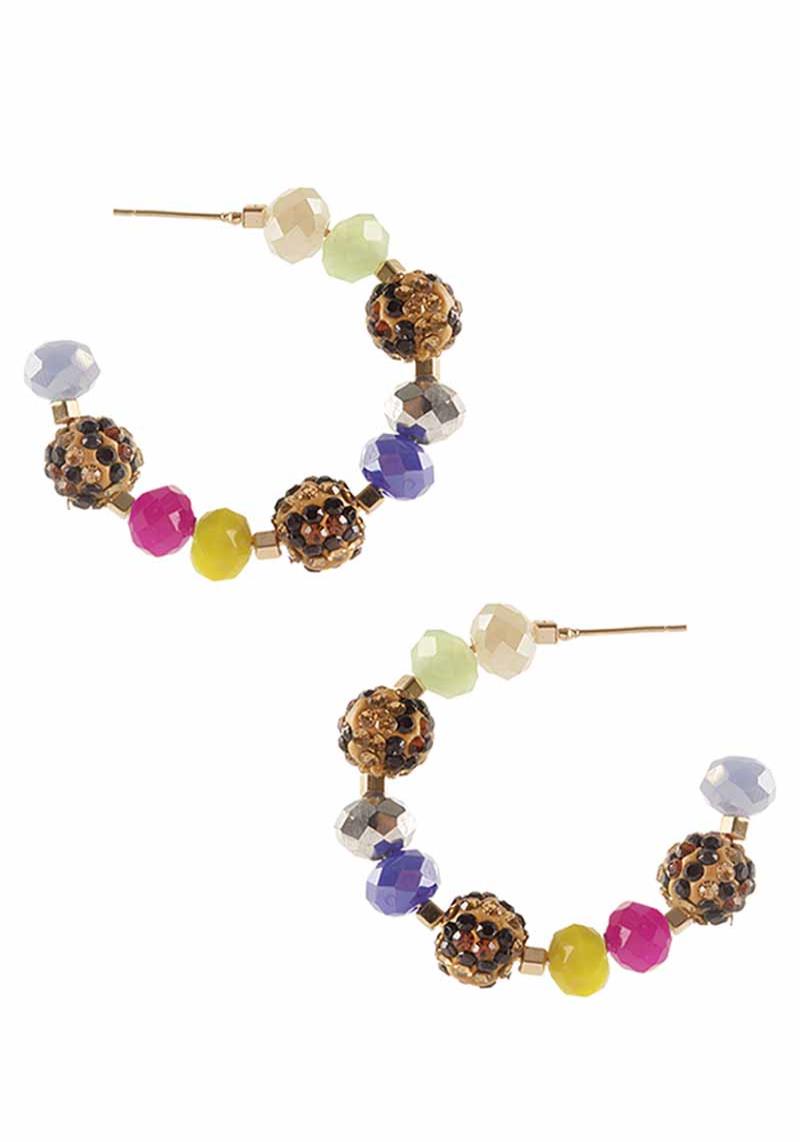 CRYSTAL RHINESTONE BALL HOOP EARRING