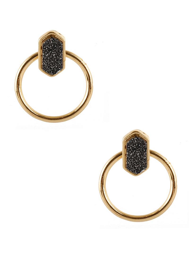 DRUZY GEOMETRIC ROUND METAL EARRING