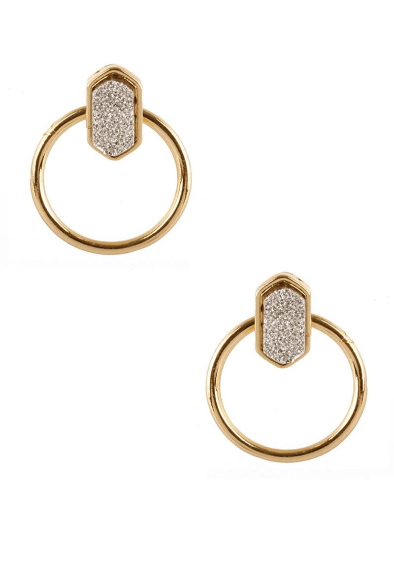 DRUZY GEOMETRIC ROUND METAL EARRING