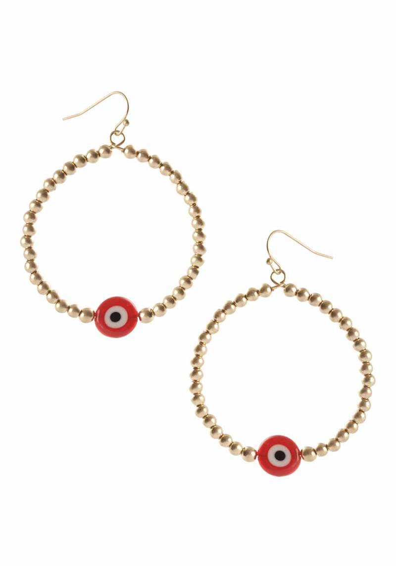 MEAL BALL EVIL EYE ROUND DANGLE EARRING