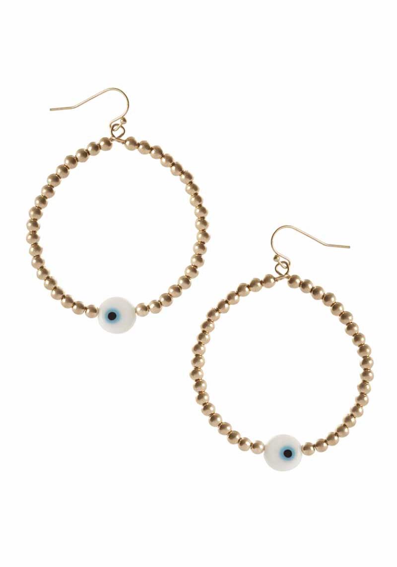 MEAL BALL EVIL EYE ROUND DANGLE EARRING