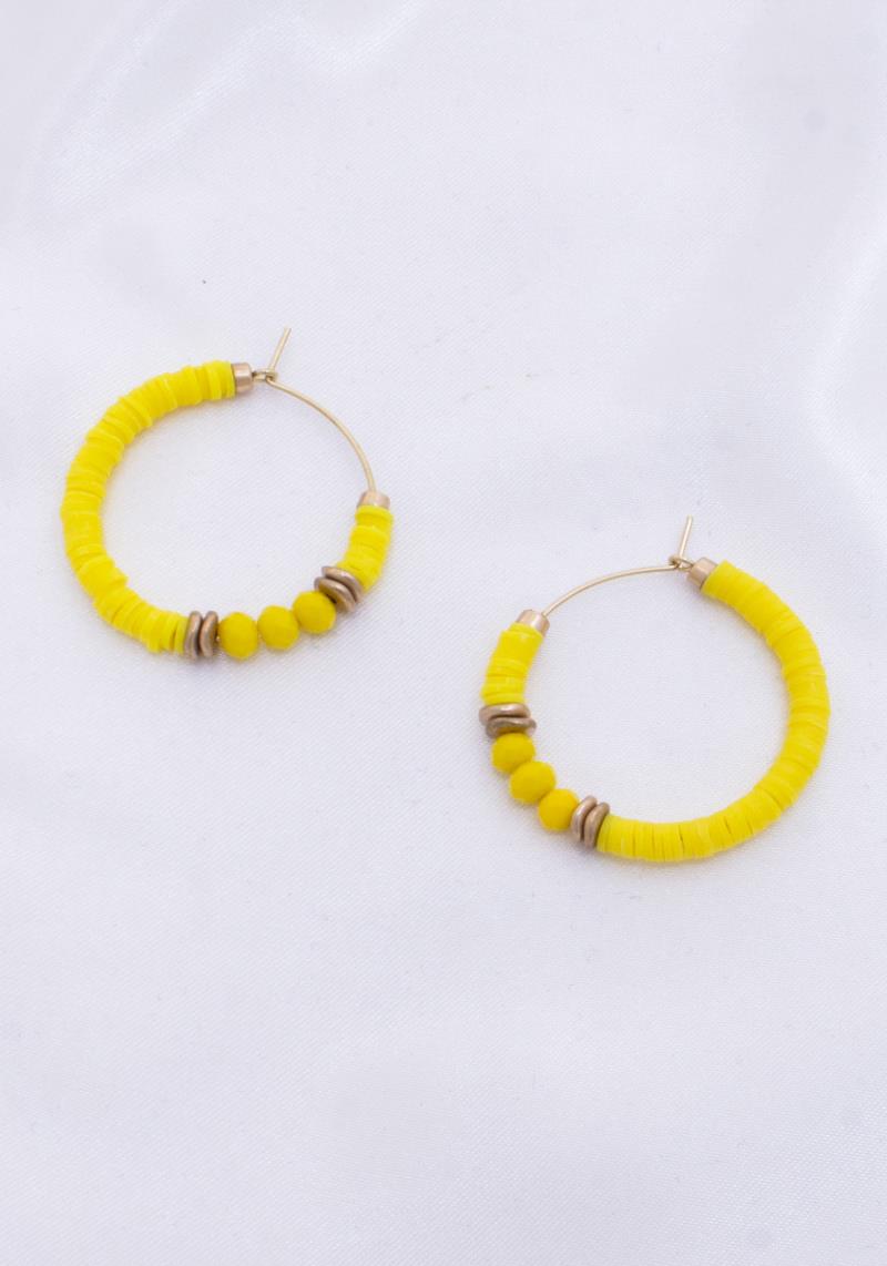RUBBER BEAD HOOP EARRING