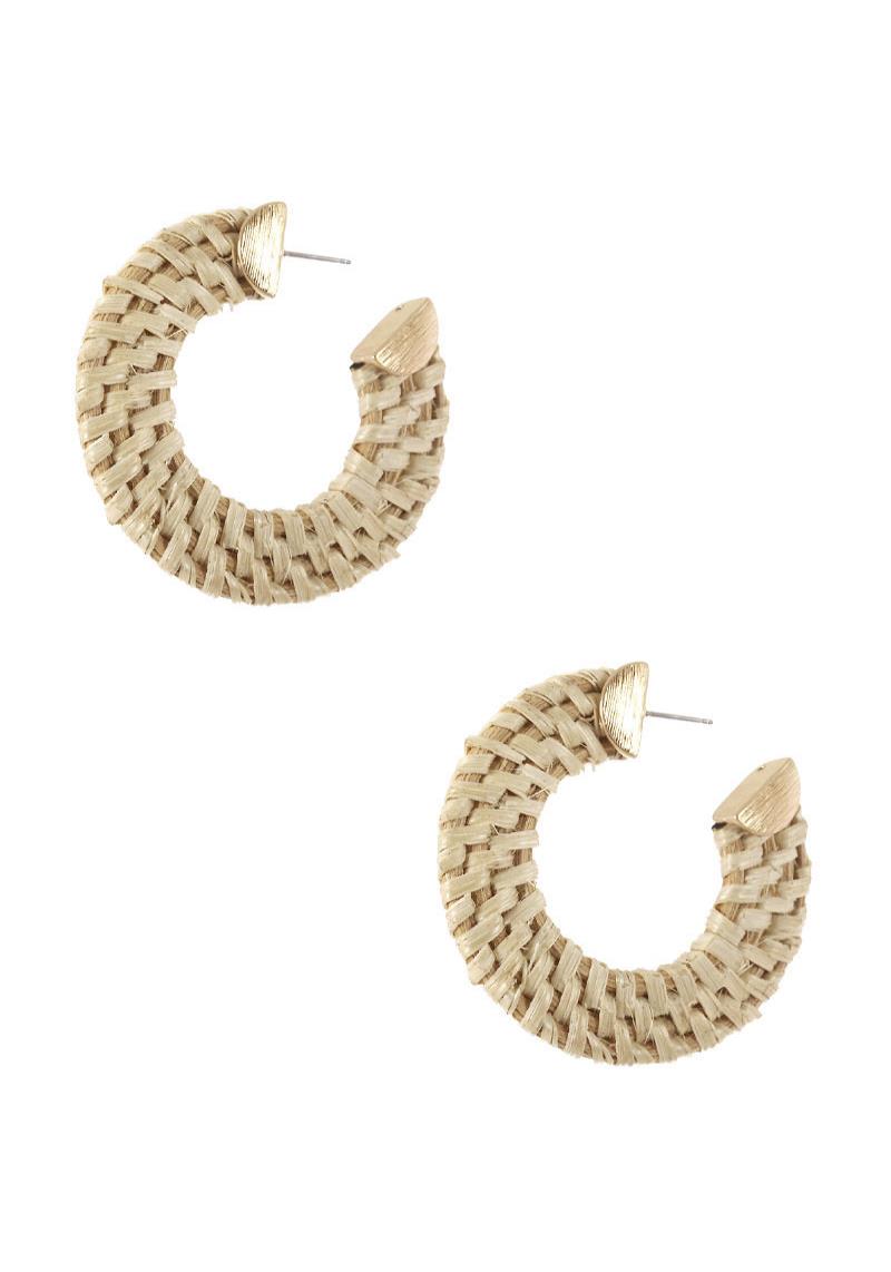 RATTAN HOOP EARRING