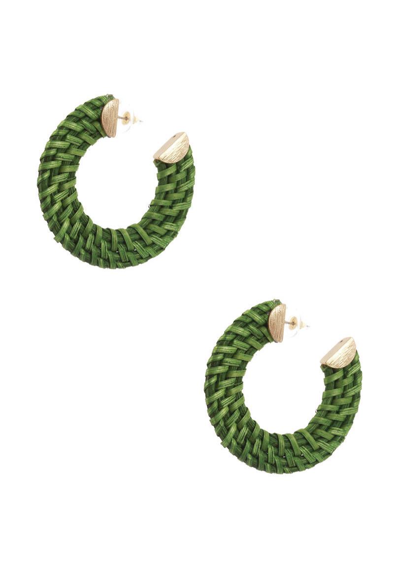 RATTAN HOOP EARRING