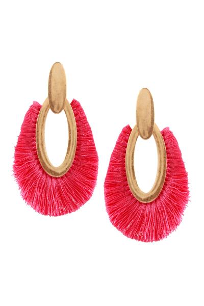 METAL THREADS TASSEL TEARDROP EARRING