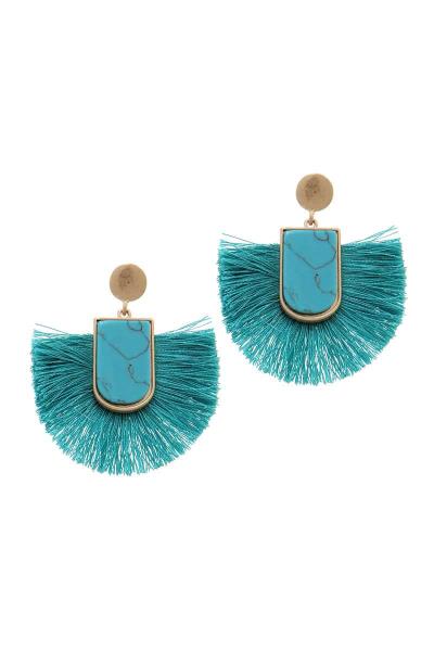 FAN TASSEL POST DROP EARRING