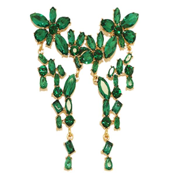 FLOWER RHINESTONE DANGLE EARRING