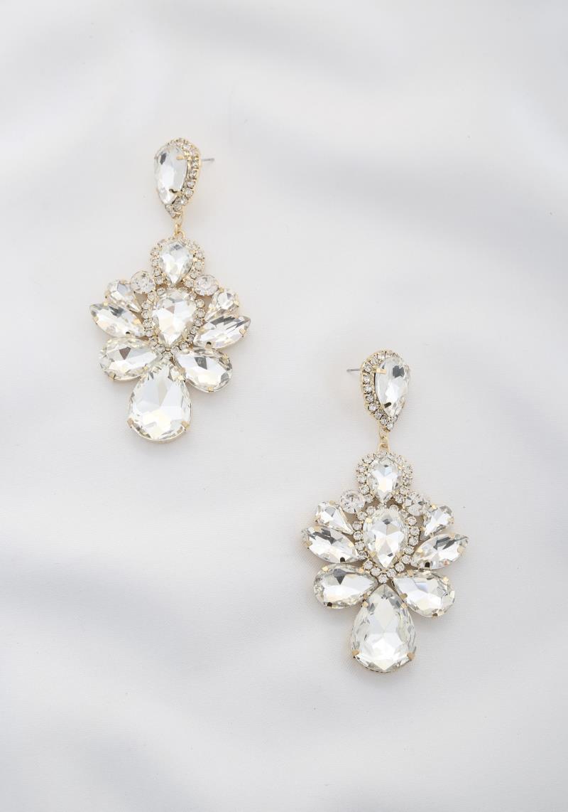 TEARDROP RHINESTONE DANGLE EARRING