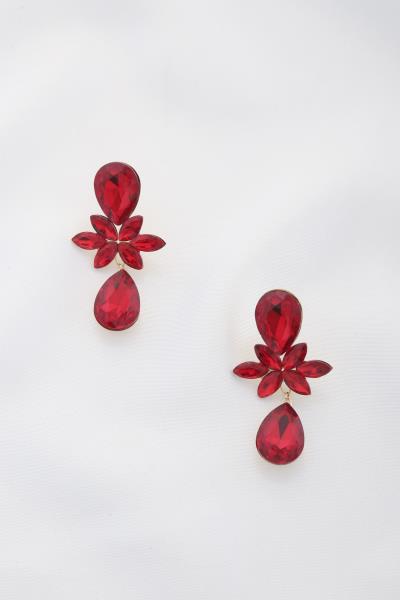 DOUBLE TEARDROP FLOWER CRYSTAL EARRING