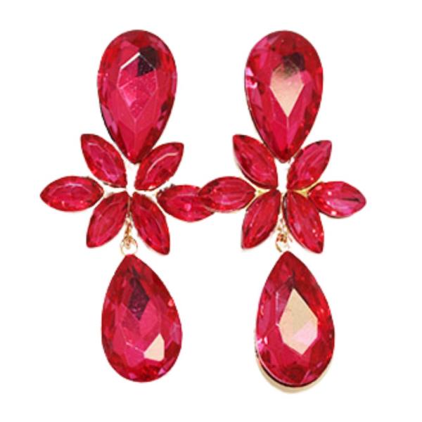 DOUBLE TEARDROP FLOWER CRYSTAL EARRING