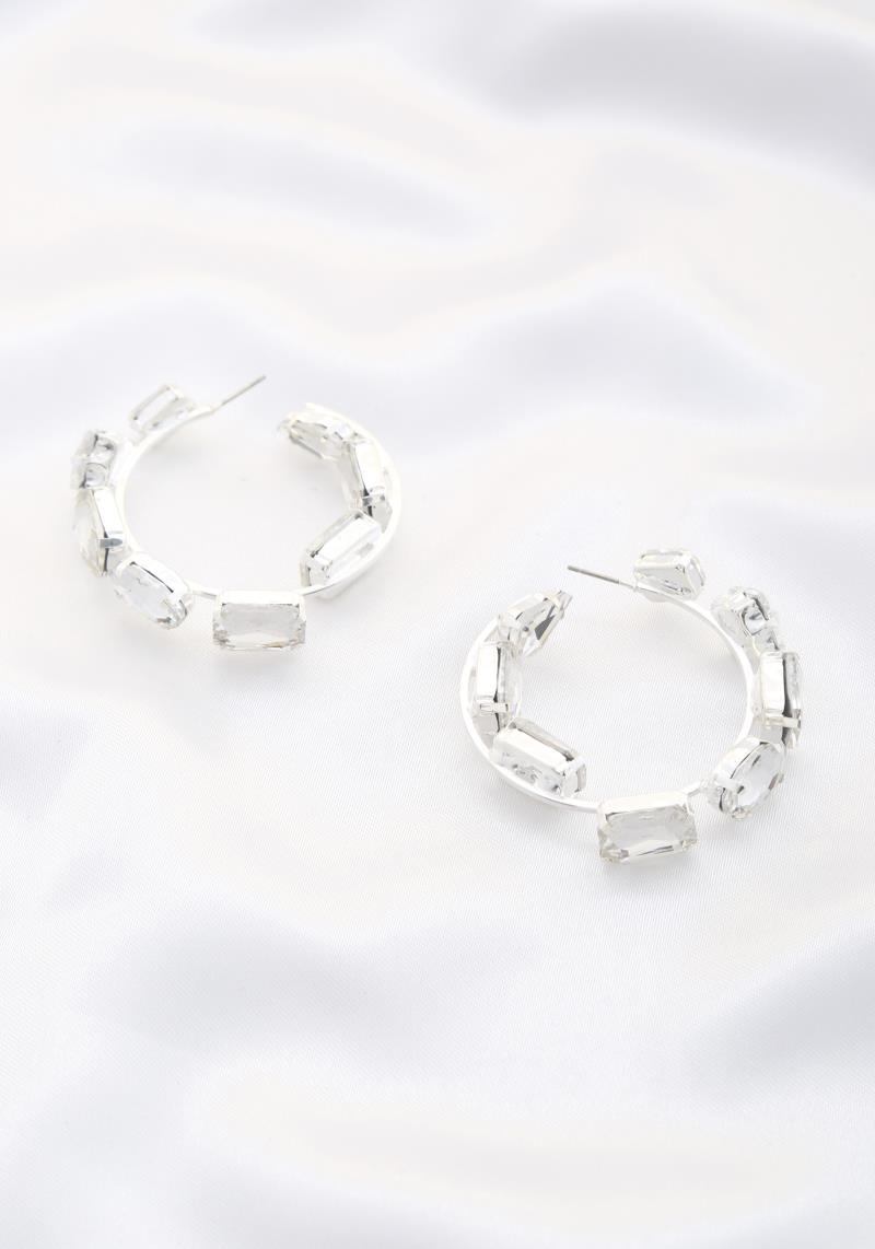RHINESTONE HOOP EARRING