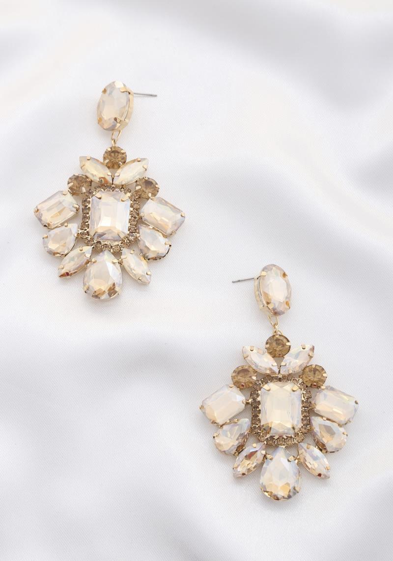RECTANGLE RHINESTONE DANGLE EARRING
