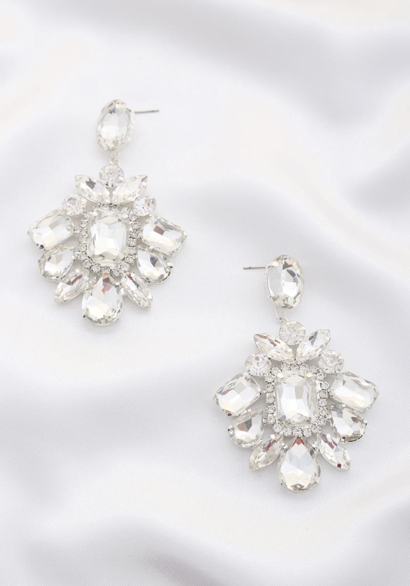 RECTANGLE RHINESTONE DANGLE EARRING