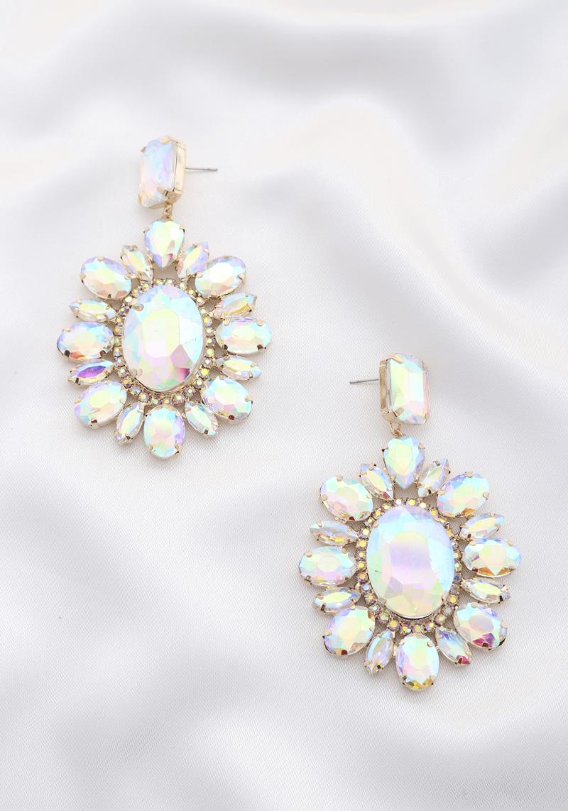 CHUNKY OVAL RHINESTONE DANGLE EARRING