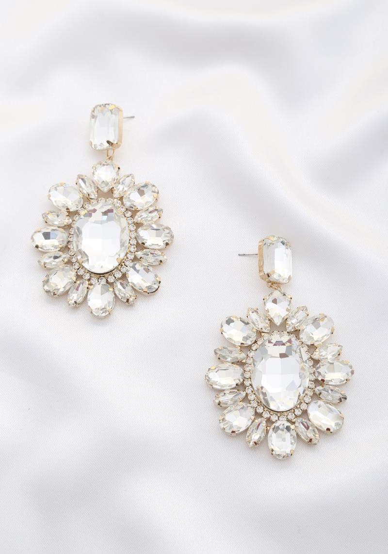 CHUNKY OVAL RHINESTONE DANGLE EARRING