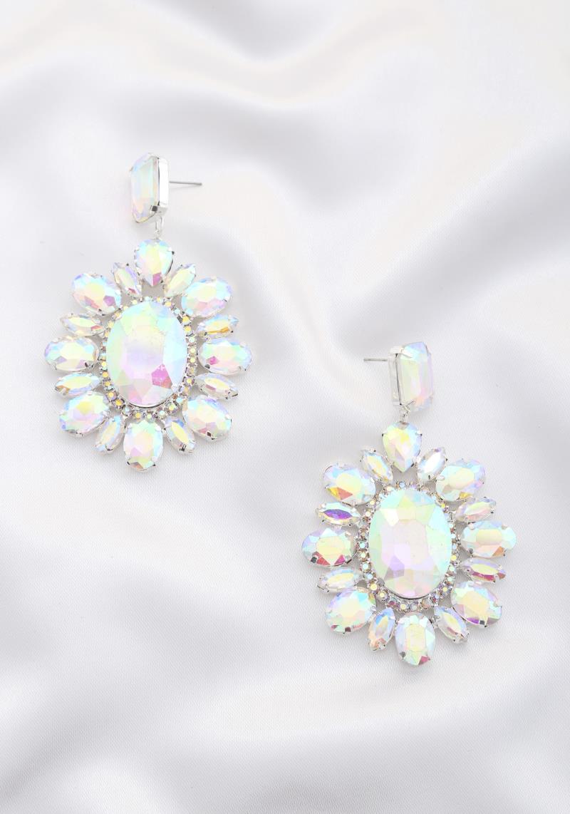 CHUNKY OVAL RHINESTONE DANGLE EARRING