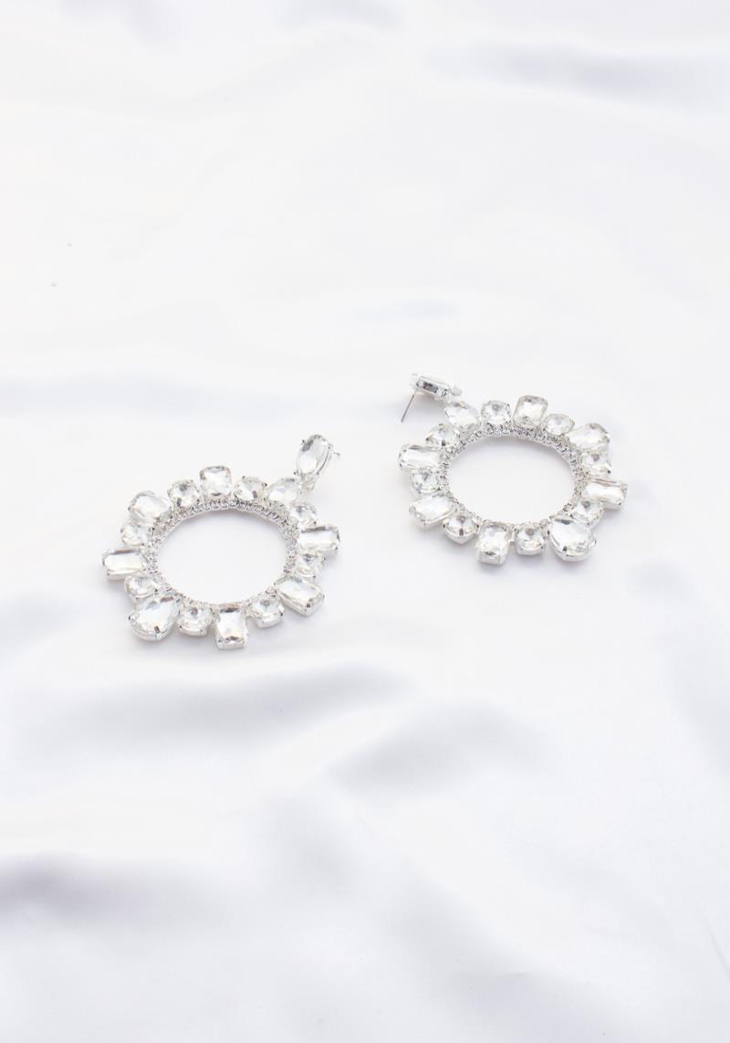 RHINESTONE CIRCLE DANGLE EARRING