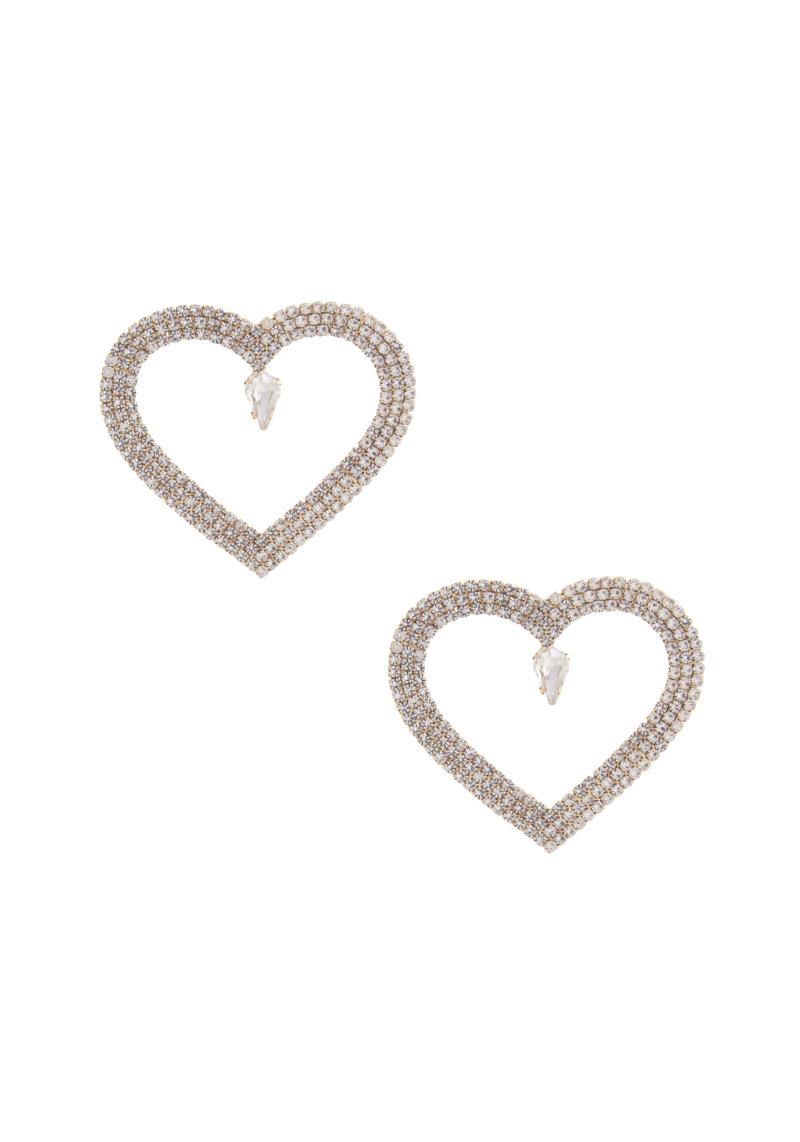 RHINESTONE HEART POST EARRING