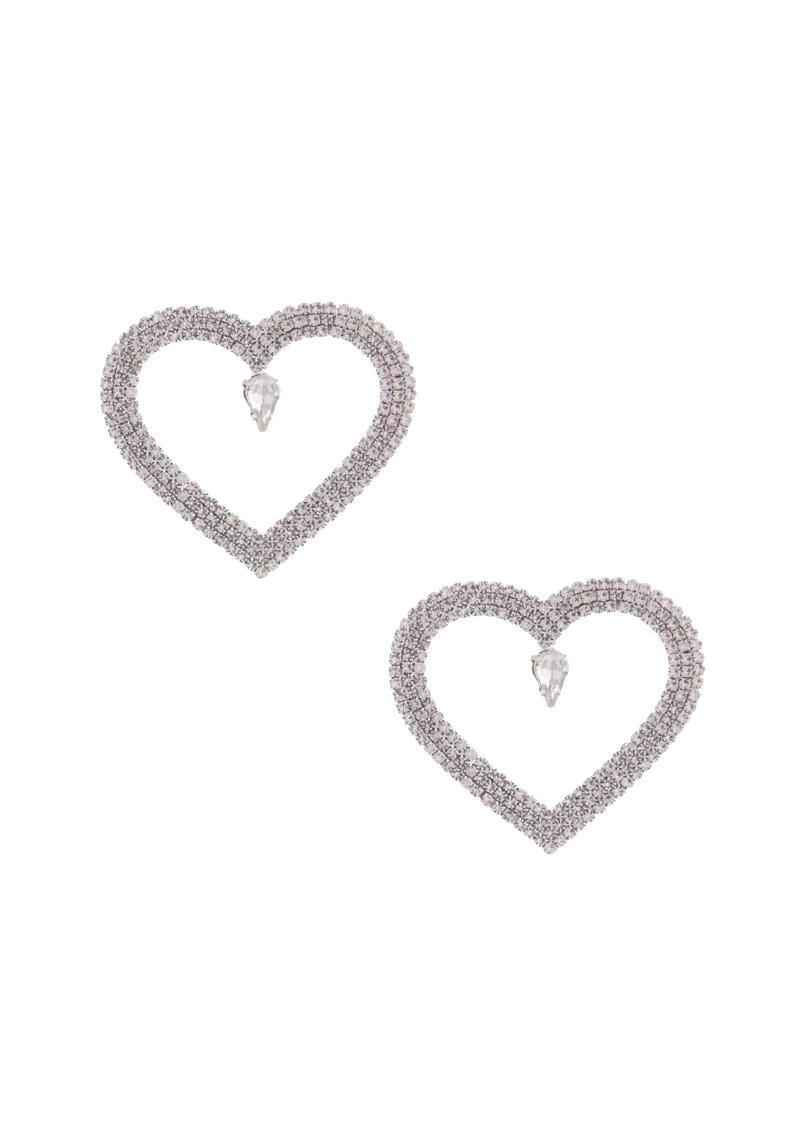 RHINESTONE HEART POST EARRING