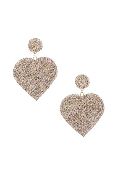 HEART RHINESTONE DANGLE EARRING