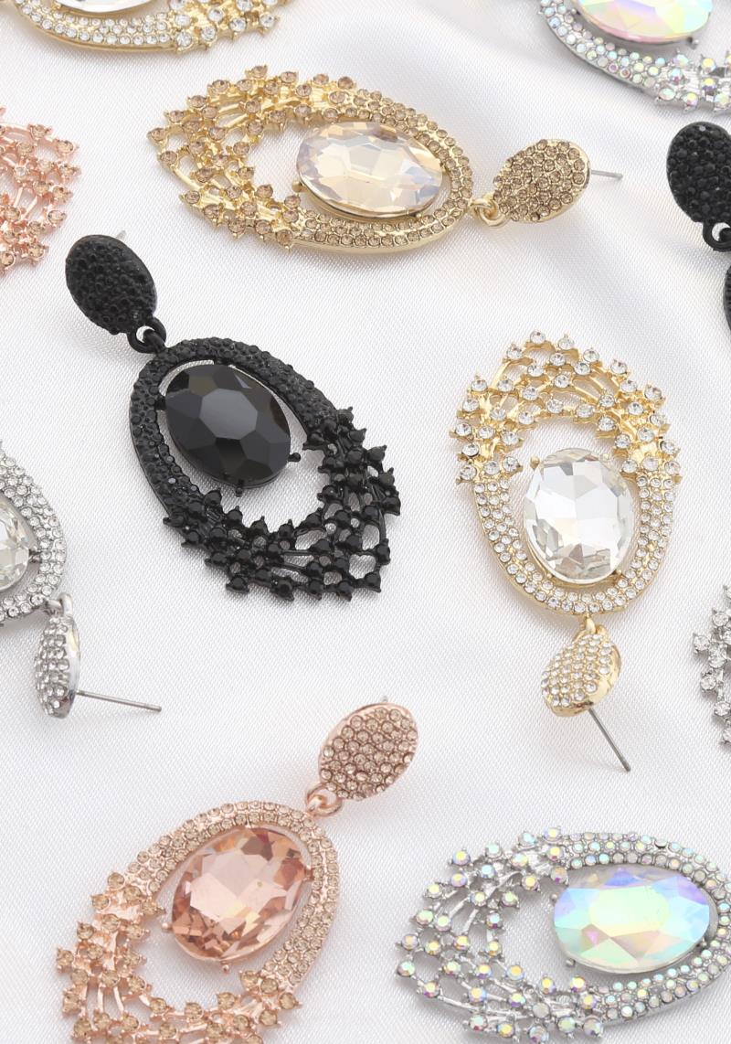 CIRCLE RHINESTONE DANGLE EARRING